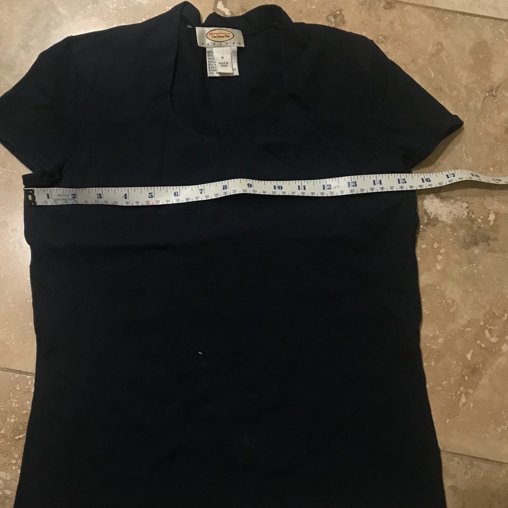 Navy blue staple Talbots textured blouse
